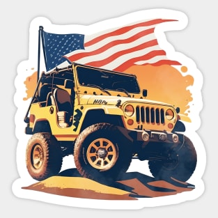 Vintage Summer 4th of July Jeep Beach Sunset car Sticker